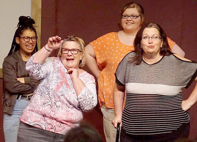 From left, Ellie Bonilla, Dianna Jensen, Josie Rugen and Krescenz Hundley of Off the Cuff Improv Group of Mid-Missouri perform at Talking Horse Productions in Columbia. 