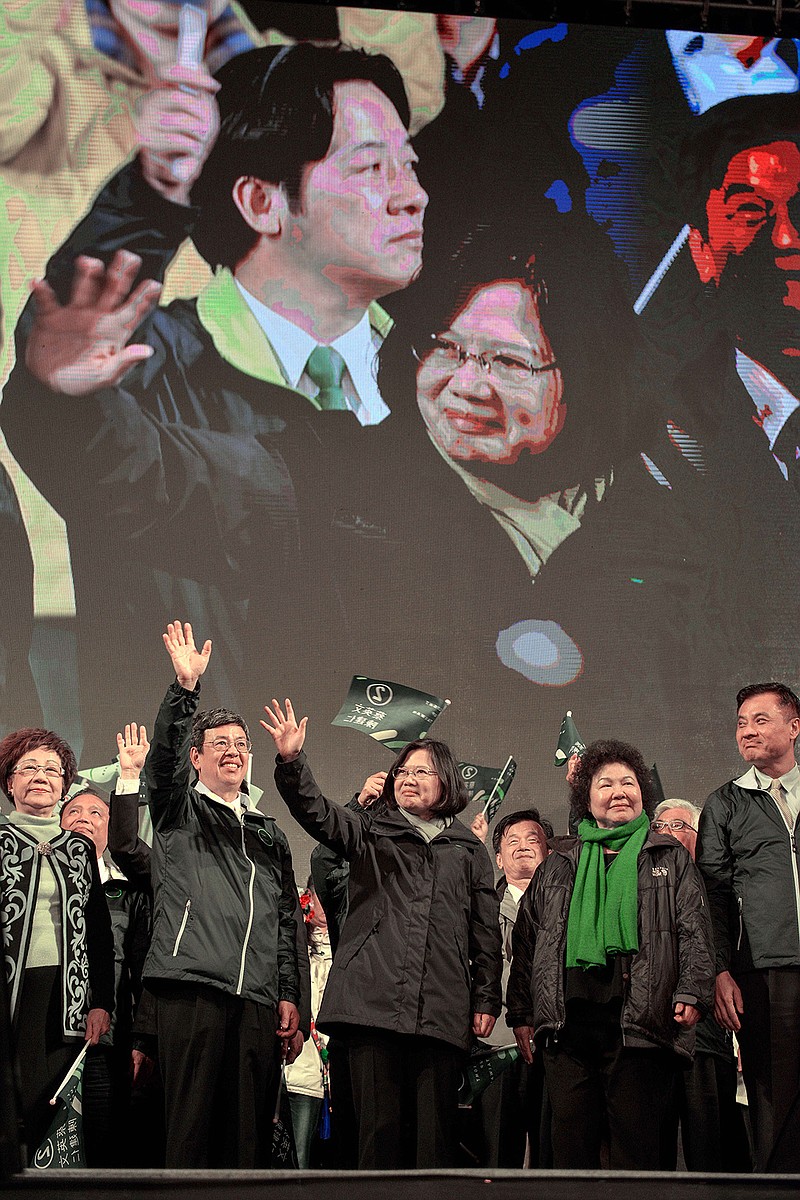 Taiwan President Tsai Ing-wen of the Democratic Progressive Party (DPP) at a party rally in Taipei, Taiwan, on January 16, 2016. (Chris Stowers/Zuma Press/TNS)