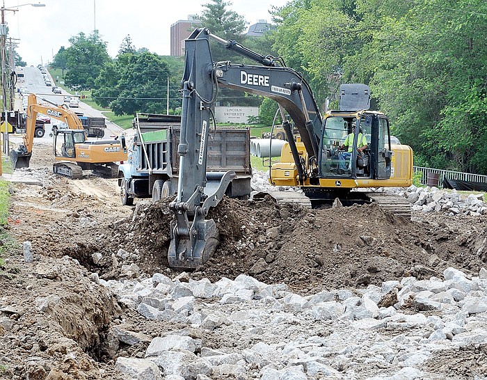 This June 3, 2014 file photo shows excavation work in the area around Jefferson City's Dunklin and Lafayette streets for a street reconstruction project that also included sewer improvements in the neighborhood.