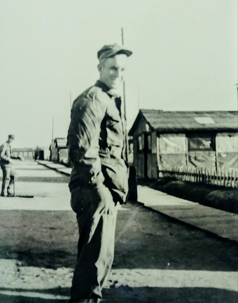 Harold Schulte is pictured in 1955 while serving the U.S. Army in France. He would go on to play shortstop throughout France and Germany for the Chinon Red Devils.