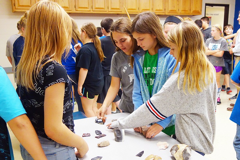 South Callaway Middle School sixth-graders learned about flint-knapping and other ancient Native American tool-making techniques Monday.