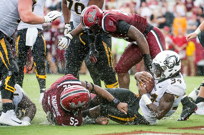 Missouri running back Larry Rountree III scores a touchdown during Saturday's game against South Carolina in Columbia, S.C.