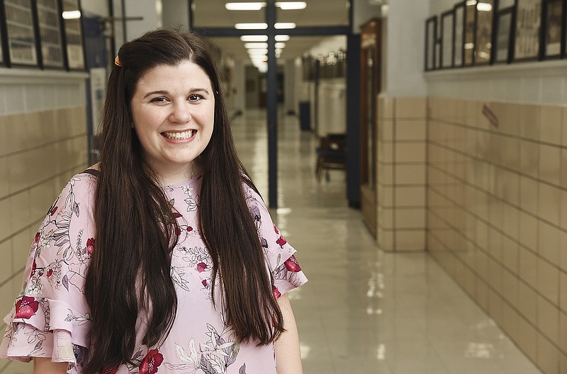 <p>Central Missouri Newspapers Inc. photo/Julie Smith</p><p>Amy Heflin, Russellville Middle and Elementary schools’ newest counselor, stands in the halls at the elementary school.</p>