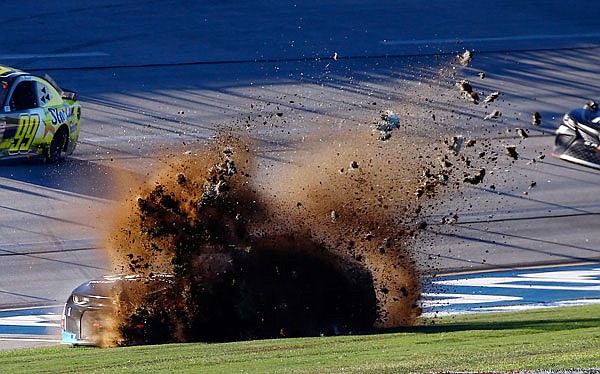 Jamie McMurray slides through the infield Sunday during the NASCAR Cup Series race at Talladega Superspeedway in Talladega, Ala.