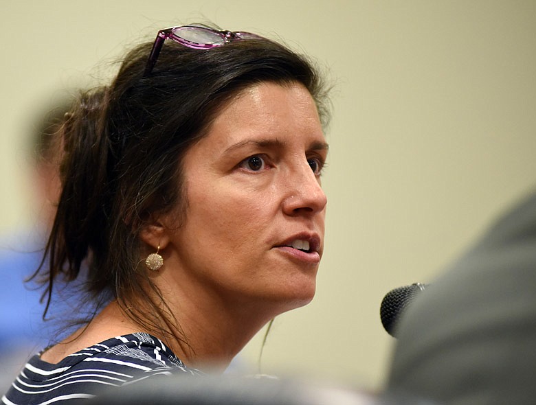 In this July 23, 2018 photo, Jefferson City Mayor Carrie Tergin speaks during a meeting at City Hall.