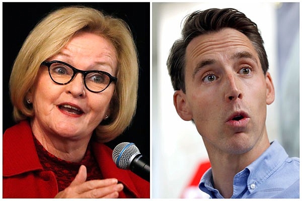 U.S. Sen. Claire McCaskill, left, and Missouri Attorney General Josh Hawley.