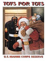 The Marine Corps Toys for Tots has been in order since 1947, complete with its signature profile drawn by Walt Disney.