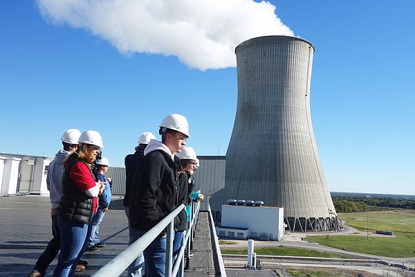 Students in New Bloomfield High School's STEM Club tour the Callaway Energy Center on Thursday. 