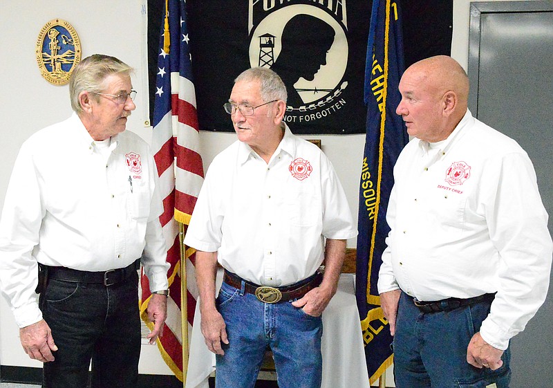 Disabled American VeteransVeterans Wayne Hammann, left, Gary W. Smith and Steve Barnes, who are going on the Central Missouri Honor Flight next week, speak to a reporter regarding their trip at the Disabled American Veterans Monday.