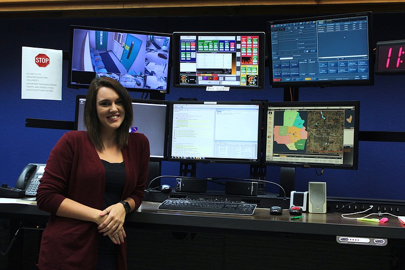 <p>Democrat photo/Liz Morales</p><p>Shelby Barnett has been a dispatcher for the Moniteau County 911 Center for five years.</p>