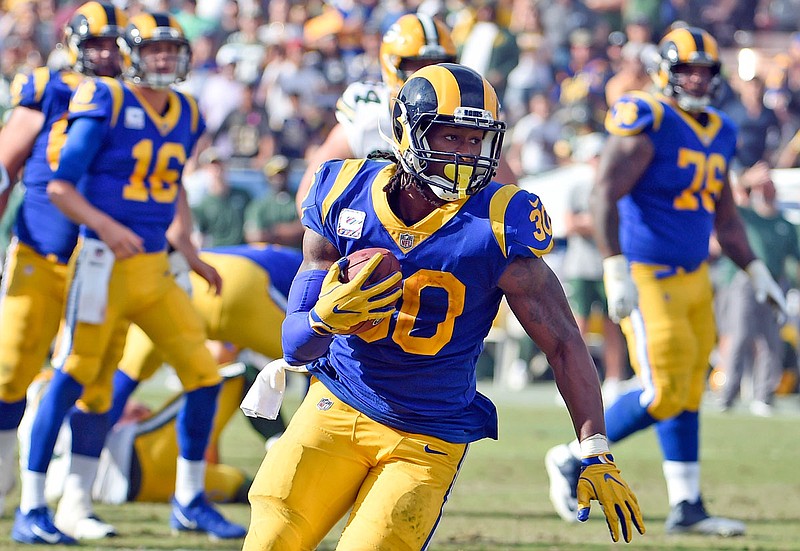 Rams running back Todd Gurley runs for a touchdown during a game last month against the Packers in Los Angeles.