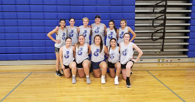 This year's Jamestown Eagles girls varsity team consists of Alyssa Reynolds, Ginna Meisenheimer, McKenzie Hargis, Blake Scholl, Annalisa Eddy, Raena Lieser, Chiane Harlan, Anna Scheperle, Courtney Matthews and Maddie Sedgwick. The team is coached by Kirstyn Conley, not pictured.