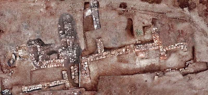 This undated photo provided by the Greek Ministry of Culture on Tuesday, Nov. 13, 2018, shows remains of walls and floors, probably from houses, from the lost ancient city of Tenea. The ministry said Tuesday archaeologists have located the first tangible remains of the city that, according to tradition, was first settled by Trojan war captives after the Greek sack of Troy. (Greek Culture Ministry via AP)