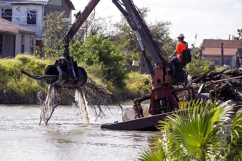 The last remaining amounts of hazardous debris are removed from waters on Monday, Nov. 5, 2018, in Copano Cove and Copano Ridge and select portions of Salt Lake that were deposited by Hurricane Harvey in Aransas County, Texas.