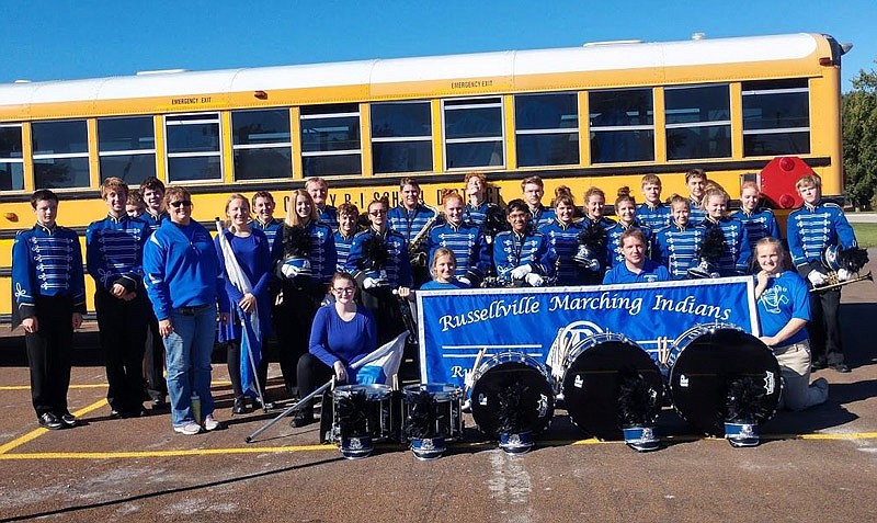 Russellville High School marching band students pose at the end of the season. (Submitted photo)