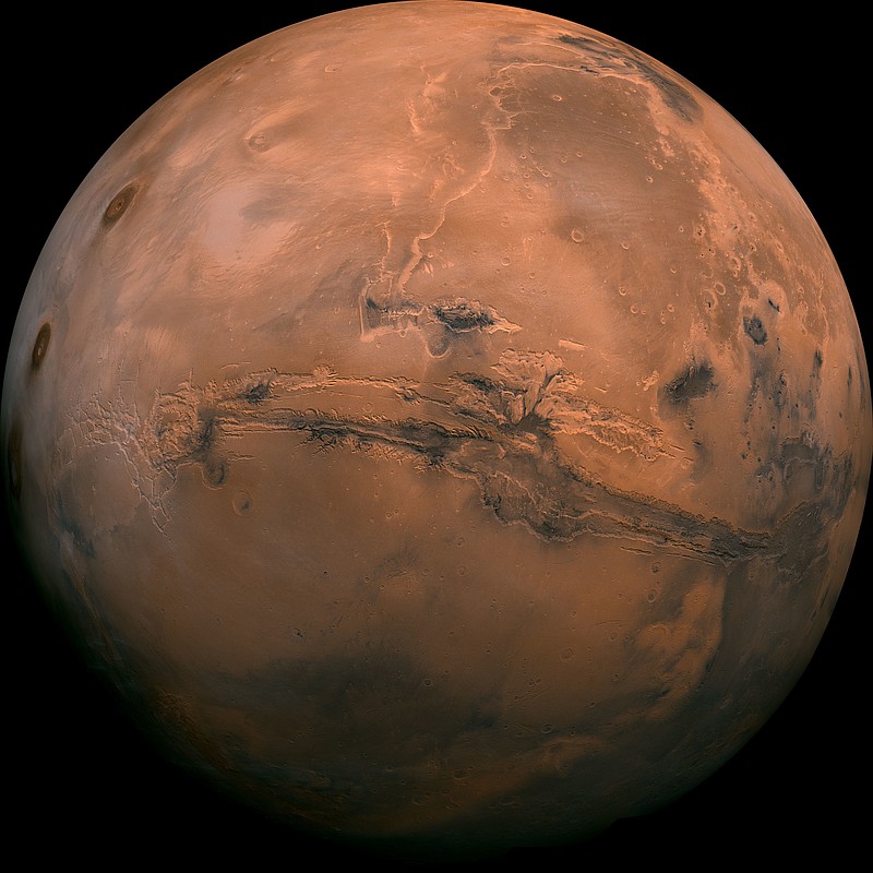 FILE - This image made available by NASA shows the planet Mars. This composite photo was created from over 100 images of Mars taken by Viking Orbiters in the 1970s. In our solar system family, Mars is Earth’s next-of-kin, the next-door relative that has captivated humans for millennia. The attraction is sure to grow on Monday, Nov. 26 with the arrival of a NASA lander named InSight.  (NASA via AP, File)