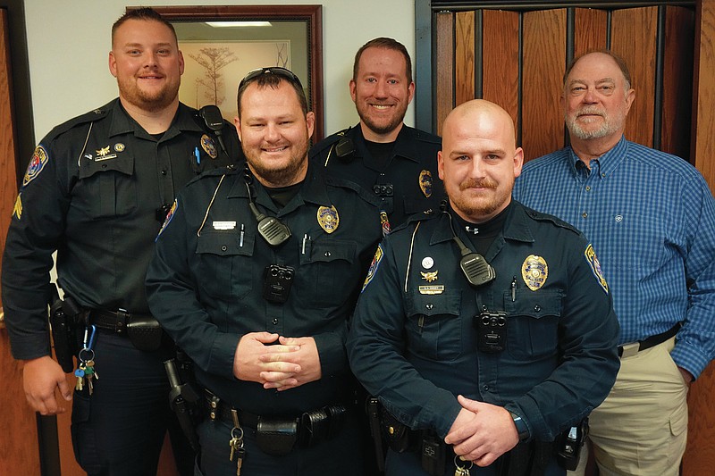 <p>Fulton Police officers Lance Reans, Brian Jackson, Will McCaulley and Skyler Kinney were among local law enforcement officers who grew beards for No Shave November, along with Chief Steve Myers. They and other officers raised $1,050 – $20 per beard to donate to the Super Sam Foundation and Make A Wish Foundation.</p>