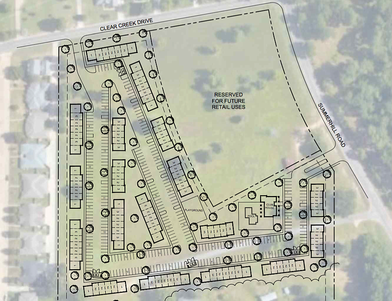 MVAH Partners is seeking local support in its try for a low-income housing tax credit awarded on a competitive basis by the Texas Department of Housing and Community Affairs. The proposed complexes would be at Galleria Oaks Drive and Cowhorn Creek Road, left, as well as Summerhill Road and Clear Creek Drive.