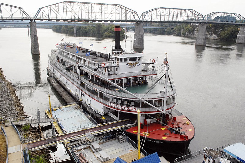 In this Sept. 25, 2013, file photo, the Delta Queen riverboat is moored at Coolidge Park in downtown Chattanooga, Tenn. President Donald Trump signed legislation on Tuesday, Dec. 4, 2018, that will allow the historic 1920s Delta Queen to cruise the nation's rivers once again after a 10-year layoff. (John Rawlston/Chattanooga Times Free Press via AP, File)