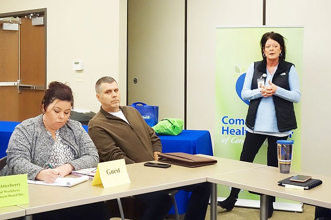 Sherri O'Dowd, right, manager of clinics for Community Health Center of Central Missouri, spoke Thursday to Callaway Resource Network. The health center came to Fulton four years ago and is still going strong, O'Dowd said.