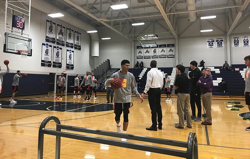 The Lincoln University Blue Tigers warm up in Jason Gymnasium Thursday, Jan. 3, 2019, prior to their basketball contest against Pittsburg State. LU won by a score of 96-85.