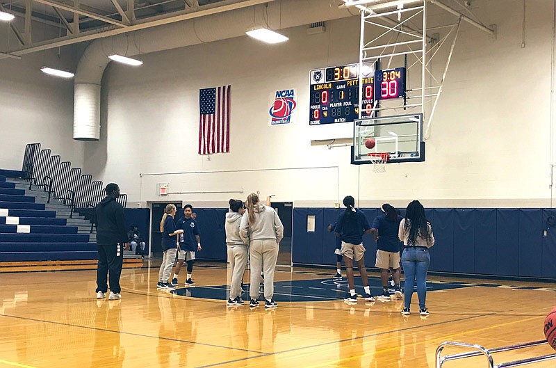 Lincoln University's women warm up in Jason Gymnasium prior to their basketball game Jan. 3, 2019, against Pittsburg State. LU lost by a score of 98-68.