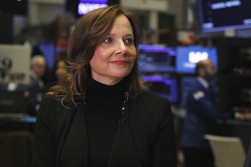 Chairwoman and CEO of General Motors Mary Barra is interviewed on the floor of the New York Stock Exchange, Friday, Jan. 11, 2019. General Motors strengthened its pretax profit estimate for 2018 and predicted even stronger performance for this year as it executives made a presentation to investors on Friday. (AP Photo/Richard Drew)
