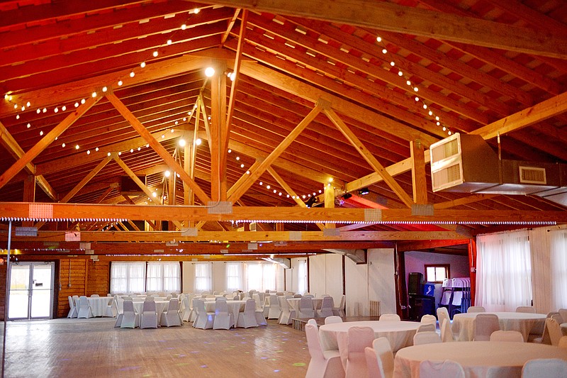 Sally Ince/ News Tribune
Tables and chairs are covered inside the reception hall of The Branch wedding venue Friday January 11, 2019 in Lohman. The venue, which was previously the LOMO Club, sits on two acres of land and also includes a two bedroom, full bath studio that can be used for wedding party preparation or by the bride and groom. 