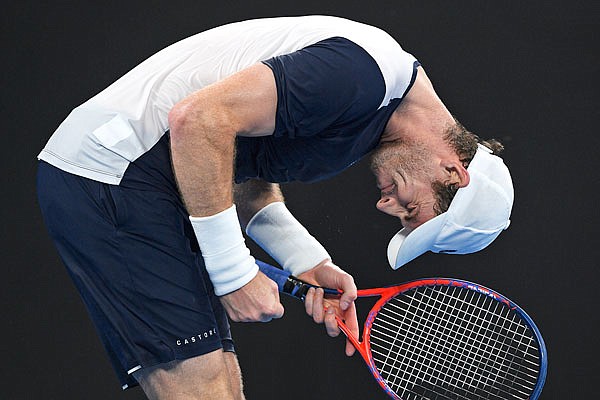 Andy Murray reacts during Monday's first-round match against Roberto Bautista Agut at the Australian Open in Melbourne, Australia.