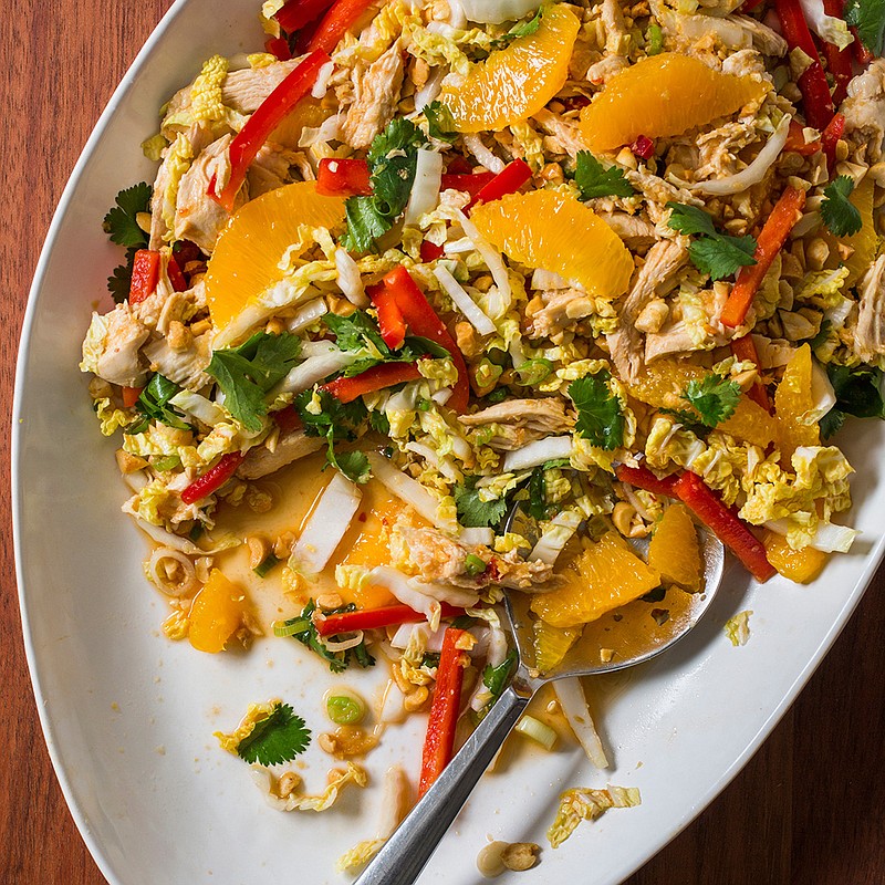 This undated photo provided by America's Test Kitchen in December 2018 shows Chinese Chicken Salad in Brookline, Mass. This recipe appears in the cookbook "Nutritious Delicious." (Carl Tremblay/America's Test Kitchen via AP)