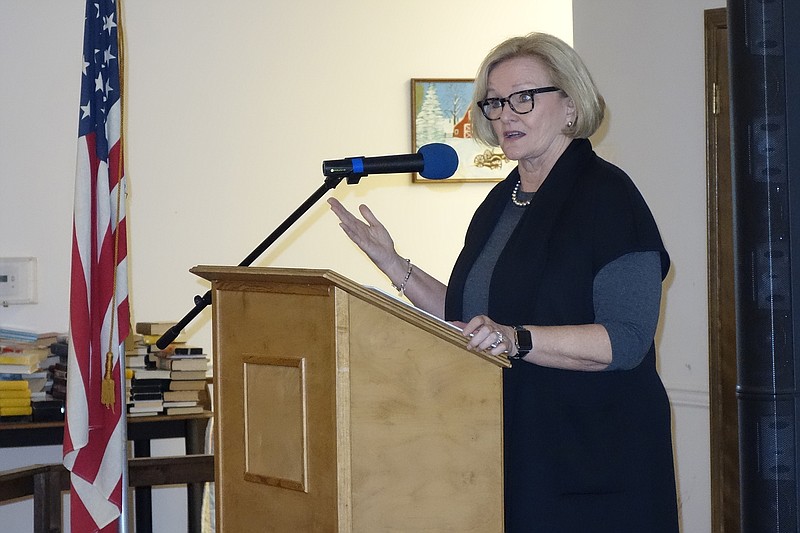 Then-U.S. Sen. Claire McCaskill at a town meeting in Fulton in 2017.