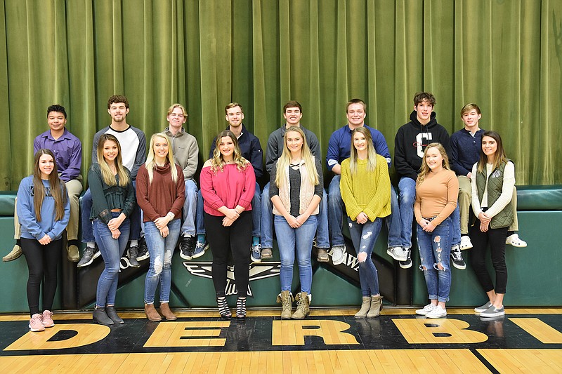 Courtwarming candidates and attendants are pictured as pairs (from left): Freshman attendants Payton Olsson and Reyelle Schmauch. Senior candidates Khobi Kellerman and Macy Starkey, Will Shryock and Mackenzie Ausfahl, Brendan Deters and Cameran Knipp, Chet Cunningham and Lani Wilson, Jordan Delashmutt and Heather Thurman. Junior attendants Ben Bondurant and Maureen Salisbury. Sophomore attendants Cody Cash and Makenna Allen. (Submitted)
