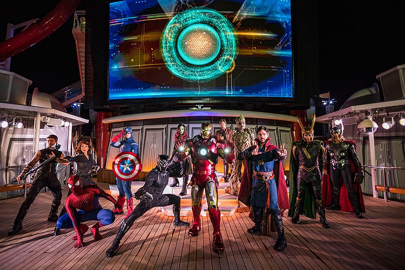 The "Marvel Heroes Unite" deck show during Marvel Day at Sea combines special effects, stunts, pyrotechnics and music to create a sensational stunt show spectacular on the upper decks. (Matt Stroshane/Disney)