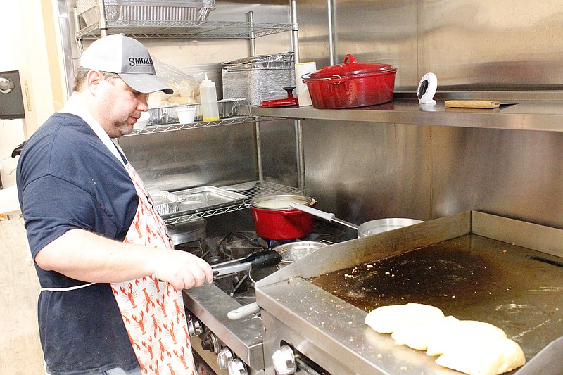 On Wednesday, Buddy Aslin, brother of MeOmyO's owner Trevor Aslin, makes shrimp ravioli, one of the dishes at a new Cajun restaurant at 2122 N. State Line Ave. in Texarkana. MeOmyO's has been building up to a soft opening the past couple of weeks. A full article and interview with the owners will appear in an edition of the Texarkana Gazette this coming weekend.