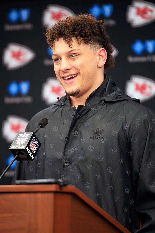 Chiefs quarterback Patrick Mahomes speaks at a news conference last Saturday following the Chiefs' 31-13 win against the Colts in Kansas City.