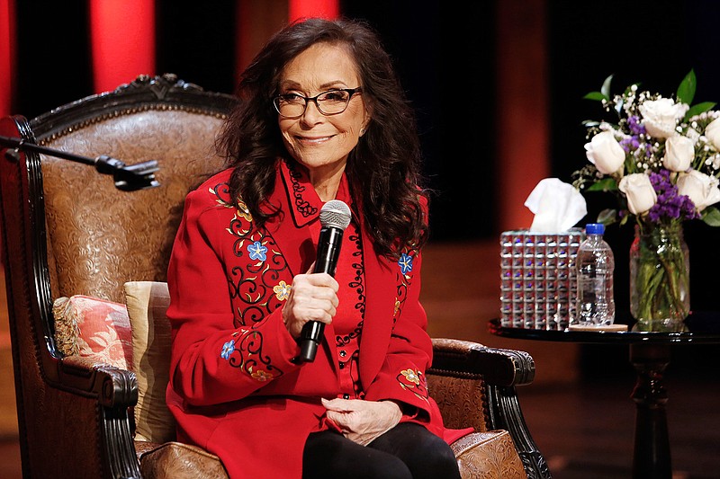 Country music star Loretta Lynn answers questions during an announcement on the stage of the Grand Ole Opry House Monday, Jan. 14, 2019, in Nashville, Tenn. Lynn announced she will celebrate her 87th birthday April 1 with an all-star tribute concert featuring Jack White, Garth Brooks, George Strait and many more. (AP Photo/Mark Humphrey)