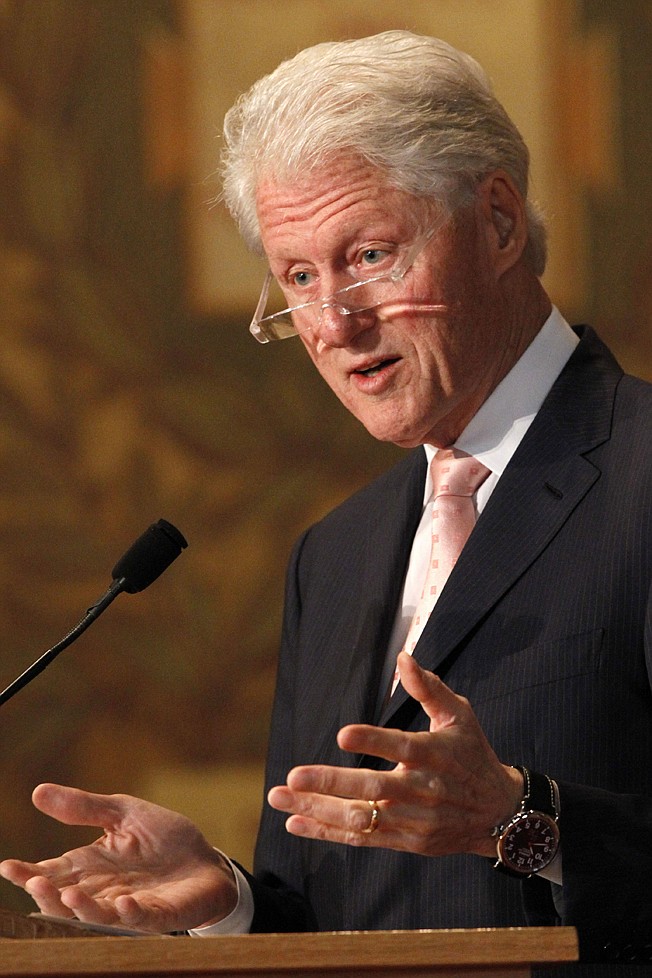 Former President Bill Clinton speaks at Georgetown University in Washington, Tuesday, April 21, 2015. (AP Photo/Jacquelyn Martin)