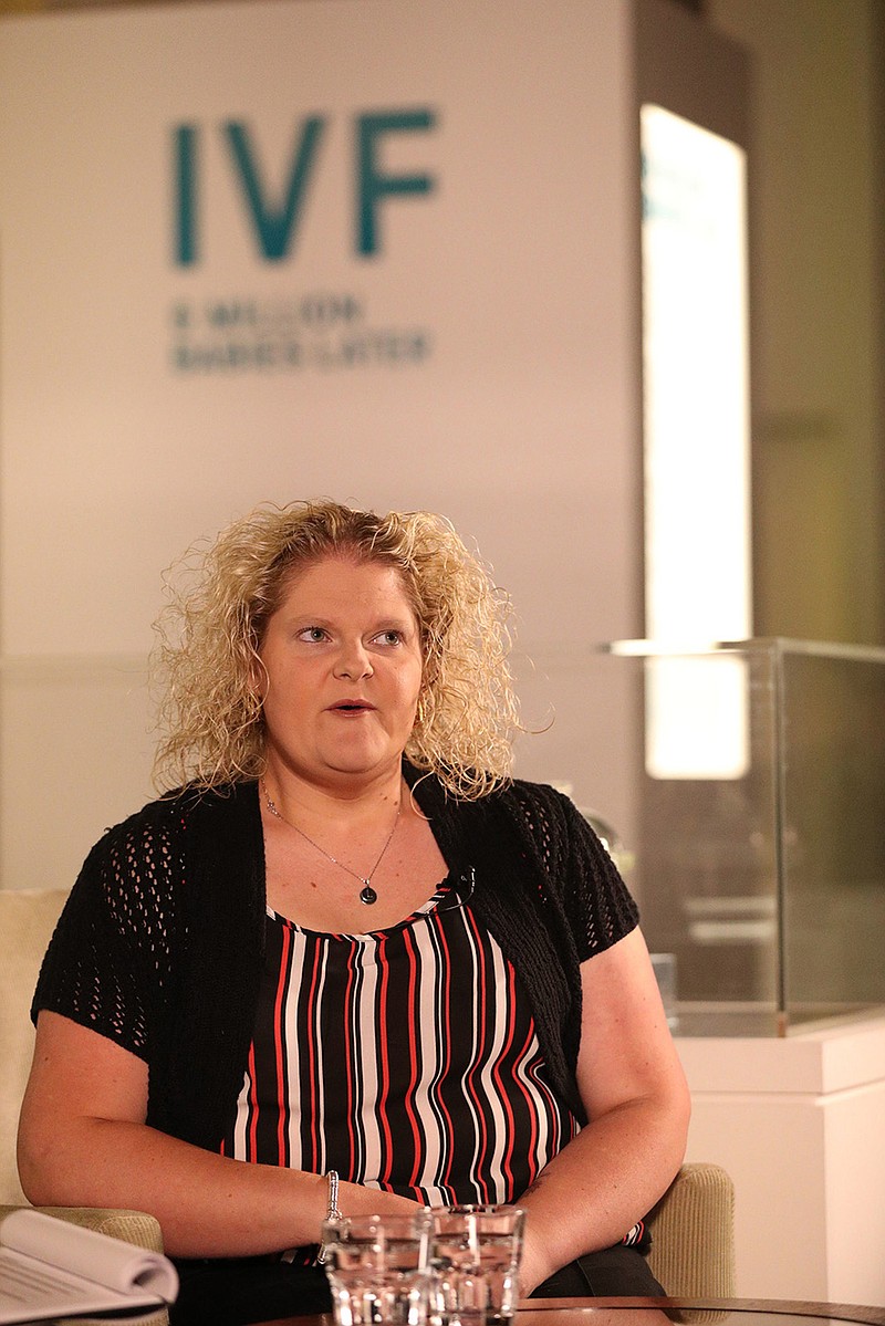 Louise Brown, the world's first test tube baby, at the Science Museum, London, to mark the 40th anniversary of IVF on July 23, 2018. (Jonathan Brady/PA Wire/Abaca Press/TNS)