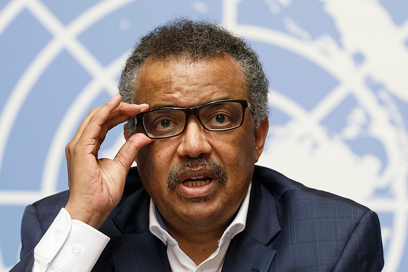 In this Tuesday Aug. 14, 2018 file photo, Tedros Adhanom Ghebreyesus, Director General of the World Health Organization (WHO), speaks during a press conference at the European headquarters of the United Nations in Geneva, Switzerland, on WHO Ebola operations in the Democratic Republic of the Congo (DRC). Tedros Adhanom Ghebreyesus has ordered an internal investigation into allegations the U.N. health agency is rife with racism, sexism and corruption, after a series of anonymous emails with the explosive charges were sent to top managers last year. (Salvatore Di Nolfi/keystone via AP, File)