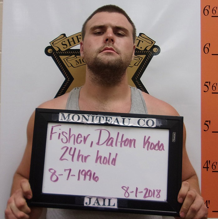 Following a chase Monday, Jan. 21, 2019, Moniteau County authorities are looking for Dalton Fisher, who is shown above in this August 2018 sheriff's department photo.