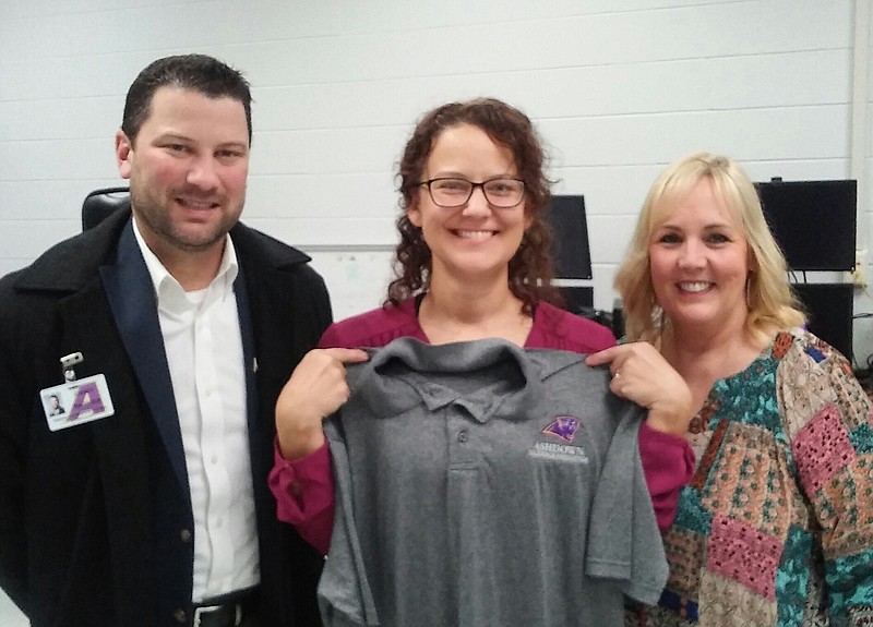 Representatives from the Arkansas Department of Education recently visited Ashdown High School to assist with the school's designation as a School of Innovation. Shown, from left, are Superintendent Casey Nichols, Crystal Beshears and Teri Lynn Day.
(Submitted photo)
