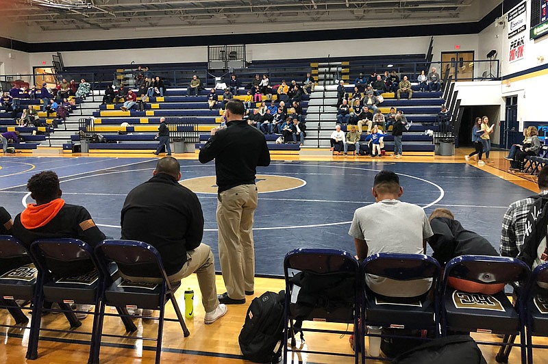 Helias hosts a Senior Night double dual against Hallsville and Waynesville at Rackers Fieldhouse Tuesday, Jan. 29, 2019.
