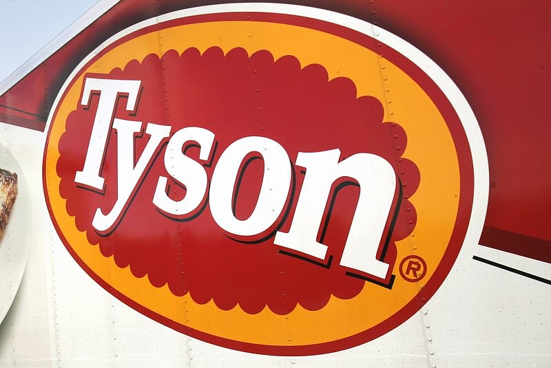 In this Oct. 28, 2009, file photo, a Tyson Foods, Inc., truck is parked at a food warehouse in Little Rock, Ark.