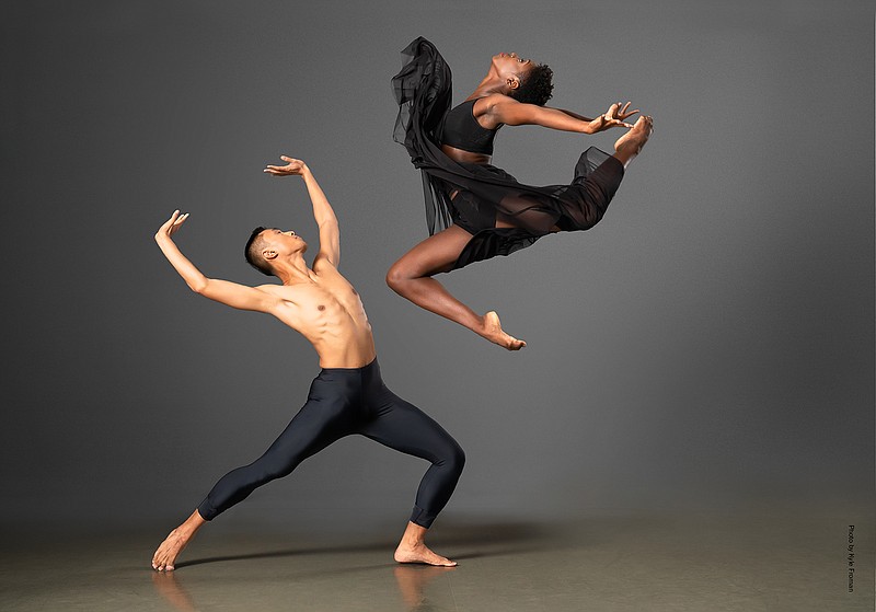 Ailey II's Caroline Theodora Dartey and Carl Ponce Cubero in motion. The dance company will perform at the Perot Theatre on Saturday, Feb. 9. (Photo by Kyle Froman)
