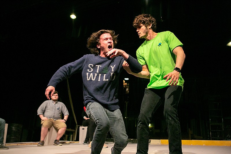 Members of the Texarkana Repertory Company rehearse their upcoming production of "The Curious Incident of the Dog in the Night-Time" at Texarkana College's Stilwell Theatre. The weekend performances will run on Feb. 8-10 and Feb. 15-17.