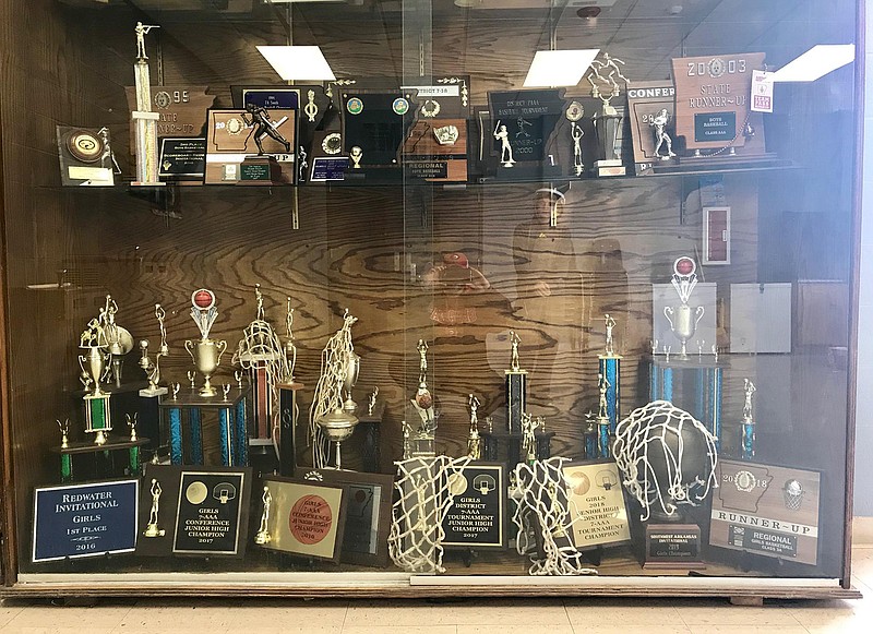 Fouke's girls basketball program has filled the bottom row of the trophy case at Panther Gym over the past few years, compiling a senior high record of 66-25 heading into this week's district tournament in the last three. (Submitted photo)
