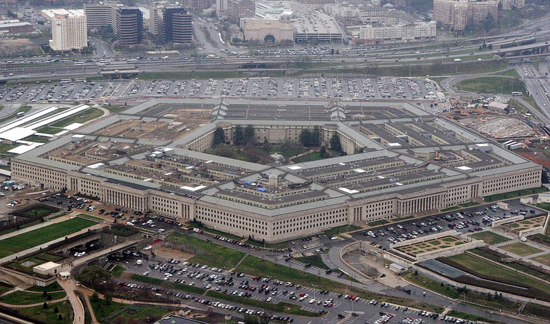 FILE - This March 27, 2008, file aerial photo shows the Pentagon in Washington. The U.S. military wants to expand its use of artificial intelligence in warfare but says it will take care to deploy the technology in accordance with the nation’s values. The Pentagon outlined its first AI strategy on Tuesday, Feb. 12, 2019. (AP Photo/Charles Dharapak, File)