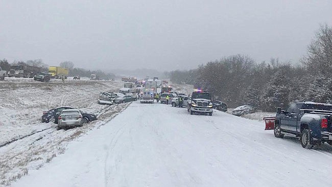 This 50-car pile-up happened at about 1:30 p.m. Friday on U.S. 54 in Miller County.