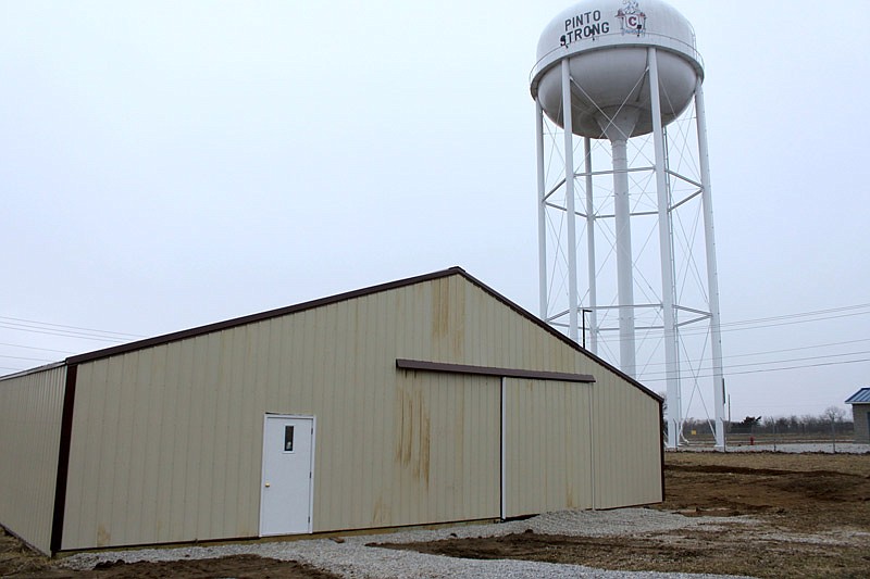 Just below the Pinto water tower sits the learning barn at California High School. The barn, which was built almost entirely by students in agriculture structures class, will hold farm animals for students in agriculture classes to learn more about how to properly care for them.