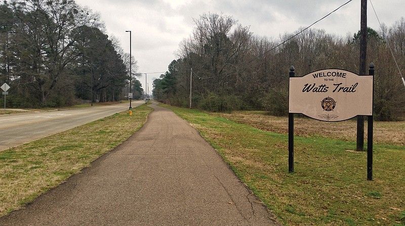 The sign near the corner of Robin Lane and Cowhorn Creek Road announces the Watts Trail.